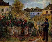 Pierre-Auguste Renoir Claude Monet Painting in His Garden at Argenteuil, oil painting artist